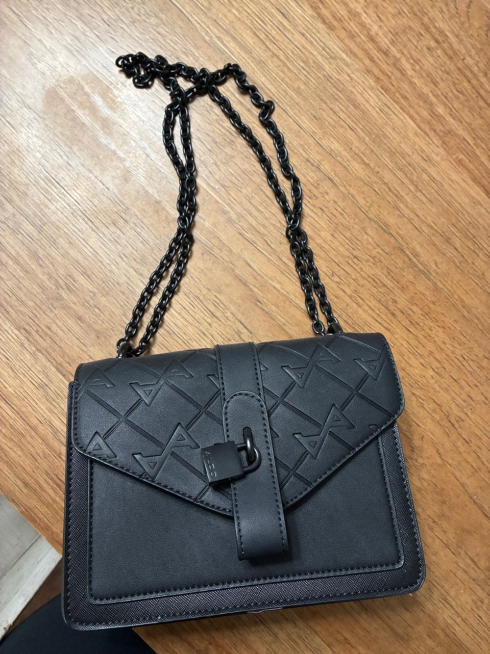 Aldo Black Quilted Crossbody Bag with Chain Strap